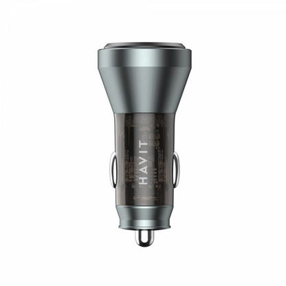 HAVIT CC2017 Car Charger, 45W, 3A, 1 x USB-A - 1 x USB-C, Black Blue