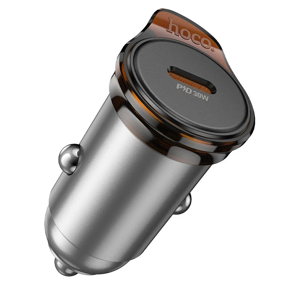 HOCO NZ16 Car Charger, 30W, 3A, 1 x USB-C, Gray
