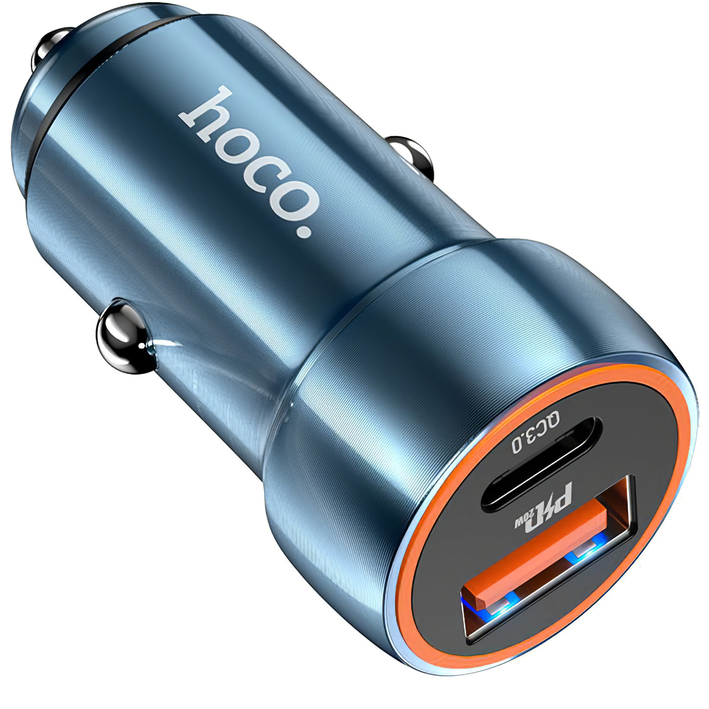 HOCO Z46A Car Charger, 20W, 3A, 1 x USB-A - 1 x USB-C, Blue