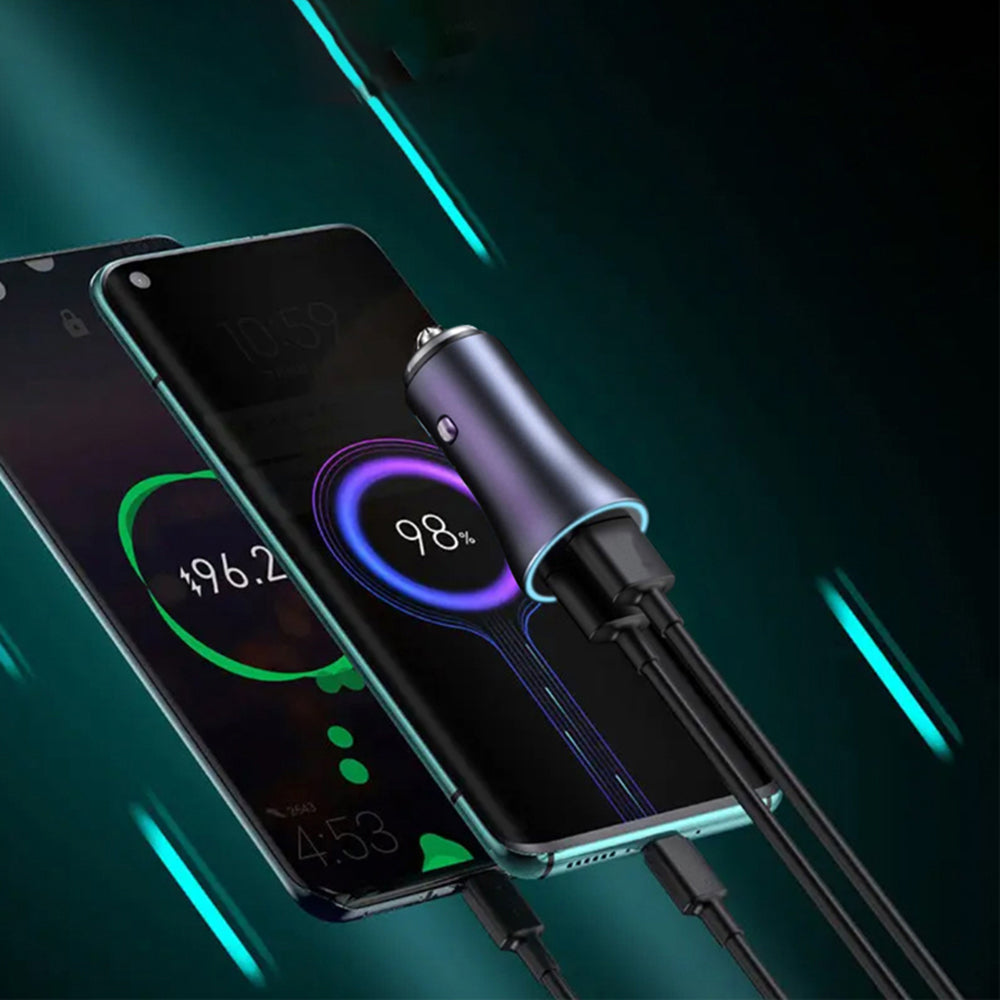 Techsuit C3 RescueVolt Car Charger, 48W, 3A, 1 x USB-A - 1 x USB-C, Gray