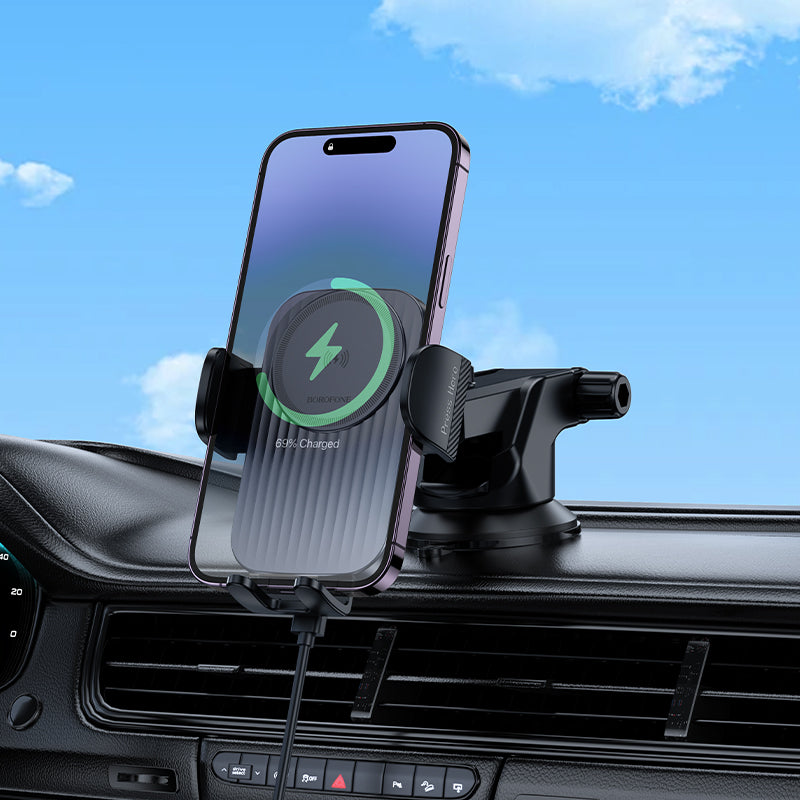 Wireless Car Charger Borofone BH222 Leading, 15W, 1.67A, Black