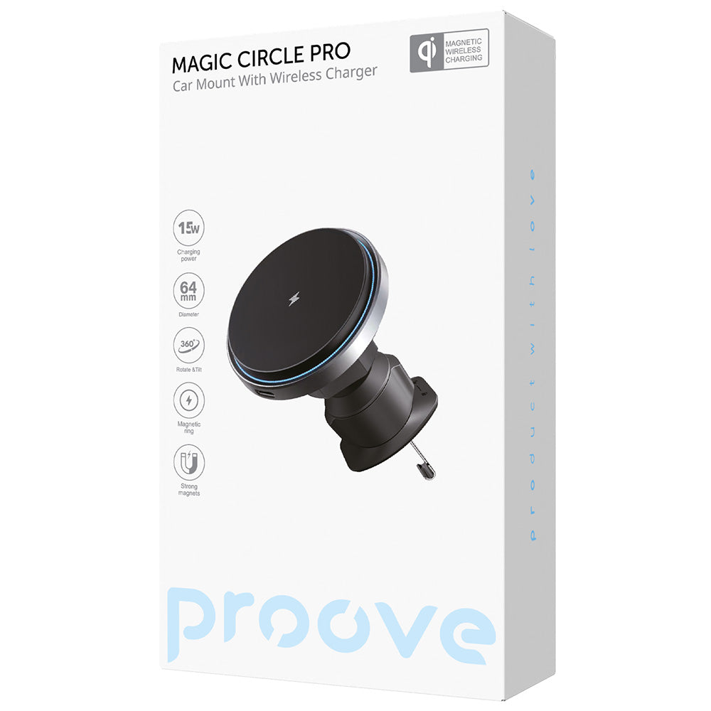 Proove Magic Circle Pro Wireless Car Charger, 15W, 1.67A, Black WHMP15010001