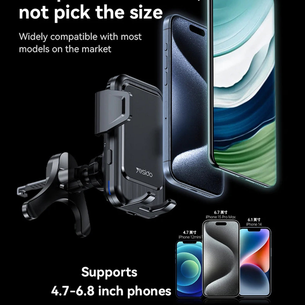 Yesido C312 Wireless Car Charger, 15W, 1.67A, Black