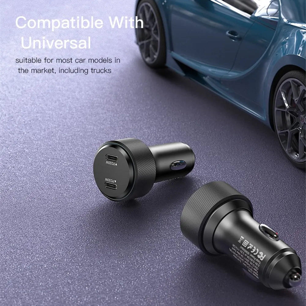 Yesido Y48 Car Charger, 60W, 3A, 2 x USB-C, Black