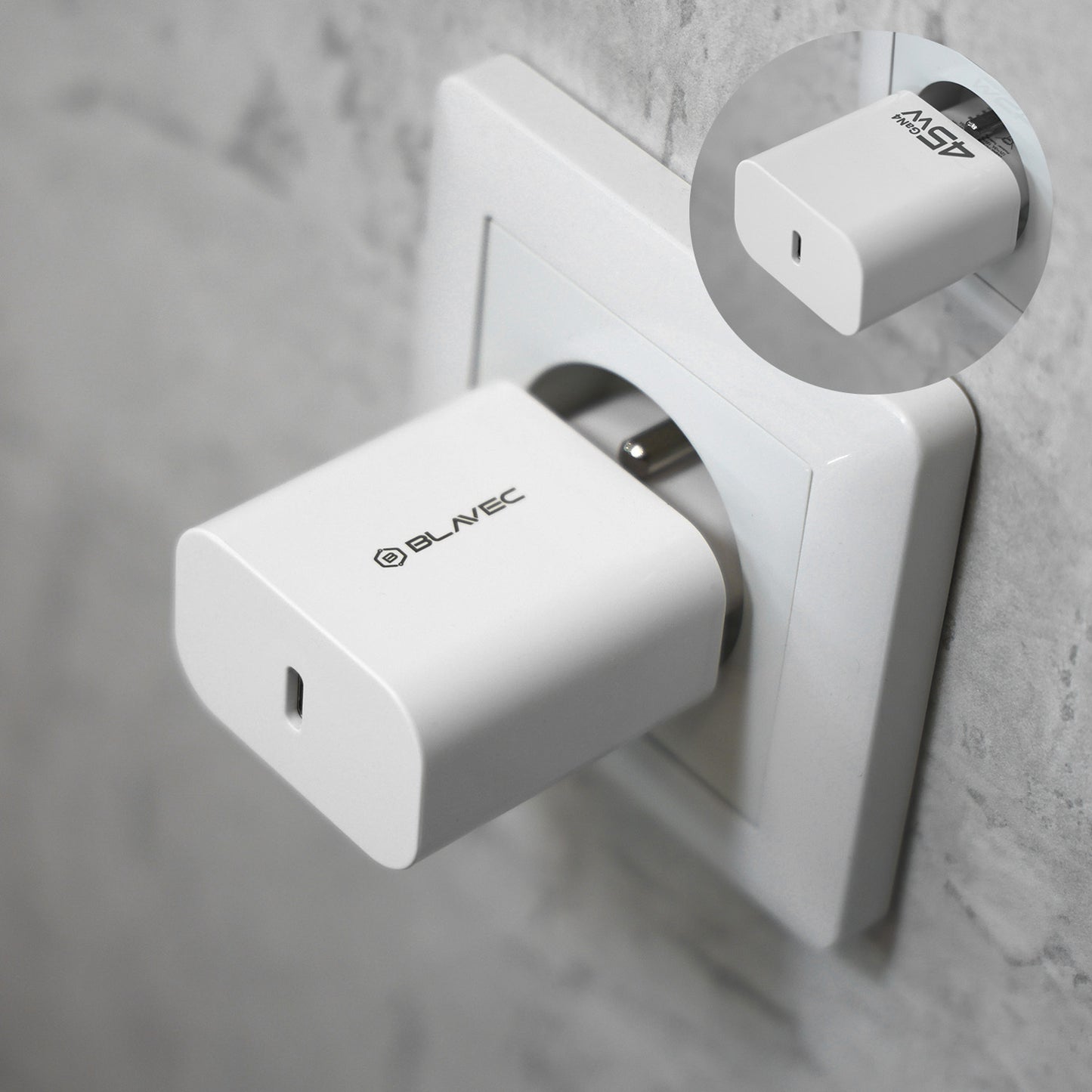 Blavec BC-7 Network Charger, 45W, 3A, 1 x USB-C, White