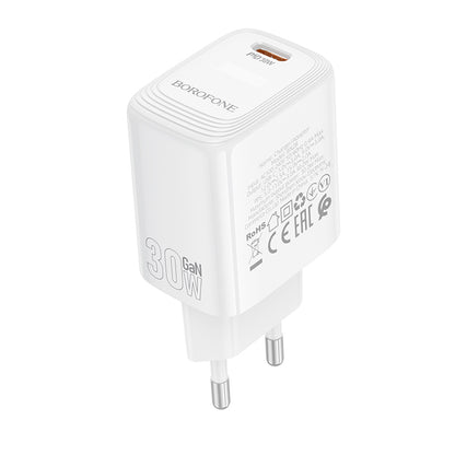 Borofone BN28 Fuente Network Charger, 30W, 3A, 1 x USB-C, White