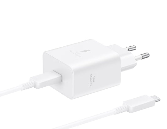 Samsung USB-C Network Charger with Cable, 45W, 4.05A, 1 x USB-C, White EP-T4511XWEGEU