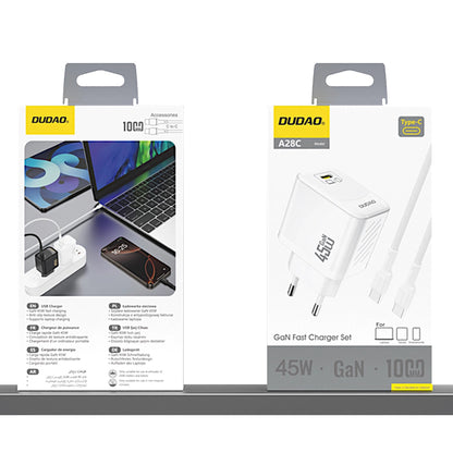 Network Charger with USB-C Cable Dudao A28C, 45W, 3A, 1 x USB-C, White