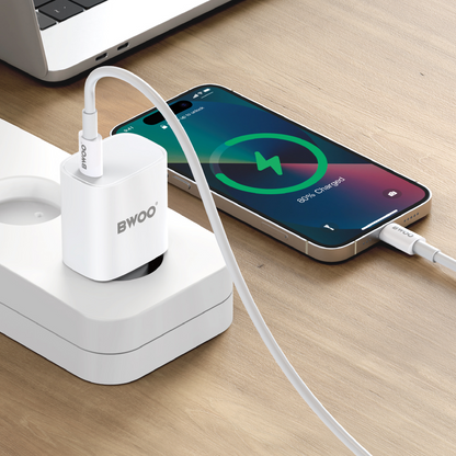 Network Charger with USB-C Cable BWOO CDA159, 20W, 3A, 1 x USB-C, White