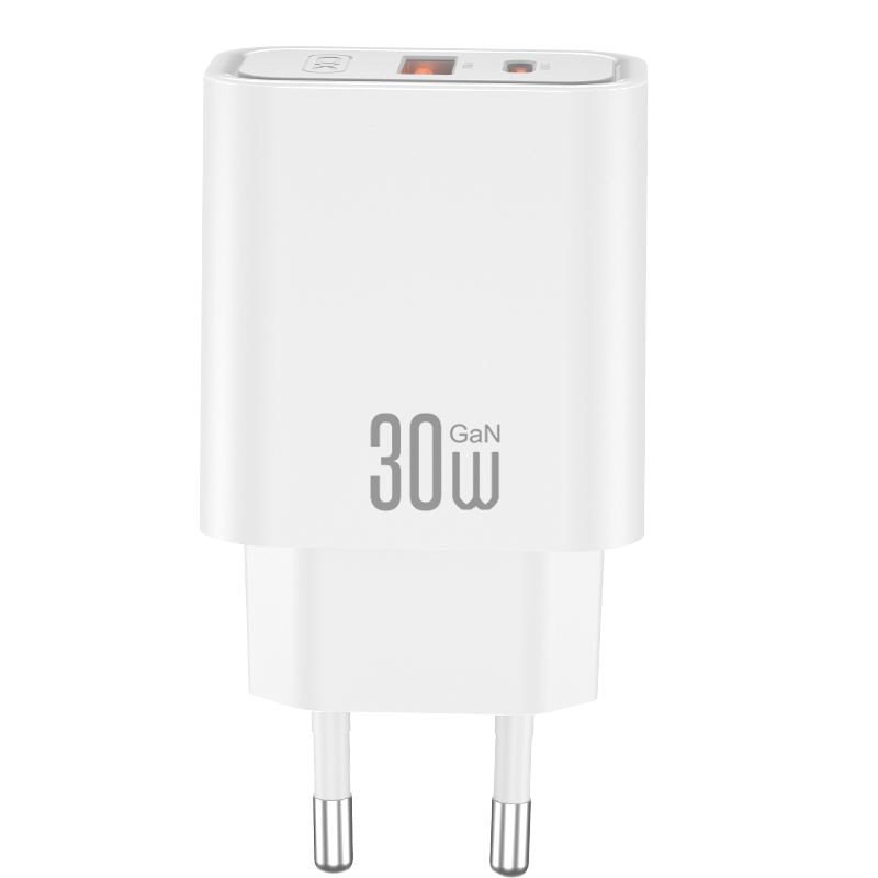 XO Design CE42 USB-C Cable Wall Charger, 30W, 3A, 1 x USB-A - 1 x USB-C, White