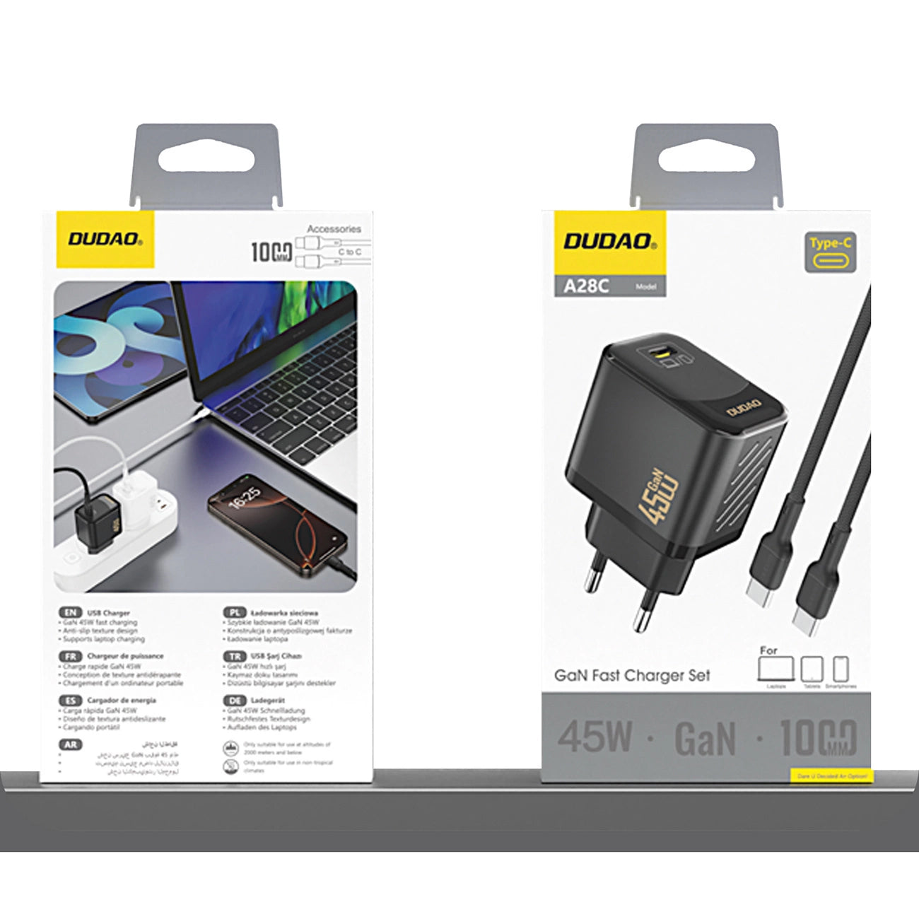 Network Charger with USB-C Cable Dudao A28C, 45W, 3A, 1 x USB-C, Black
