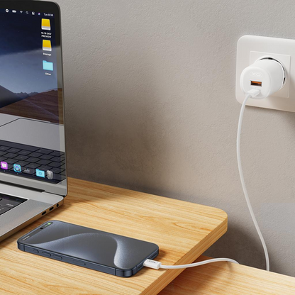 Network Charger with USB-C Cable XO Design L151, 30W, 3A, 1 x USB-A - 1 x USB-C, White