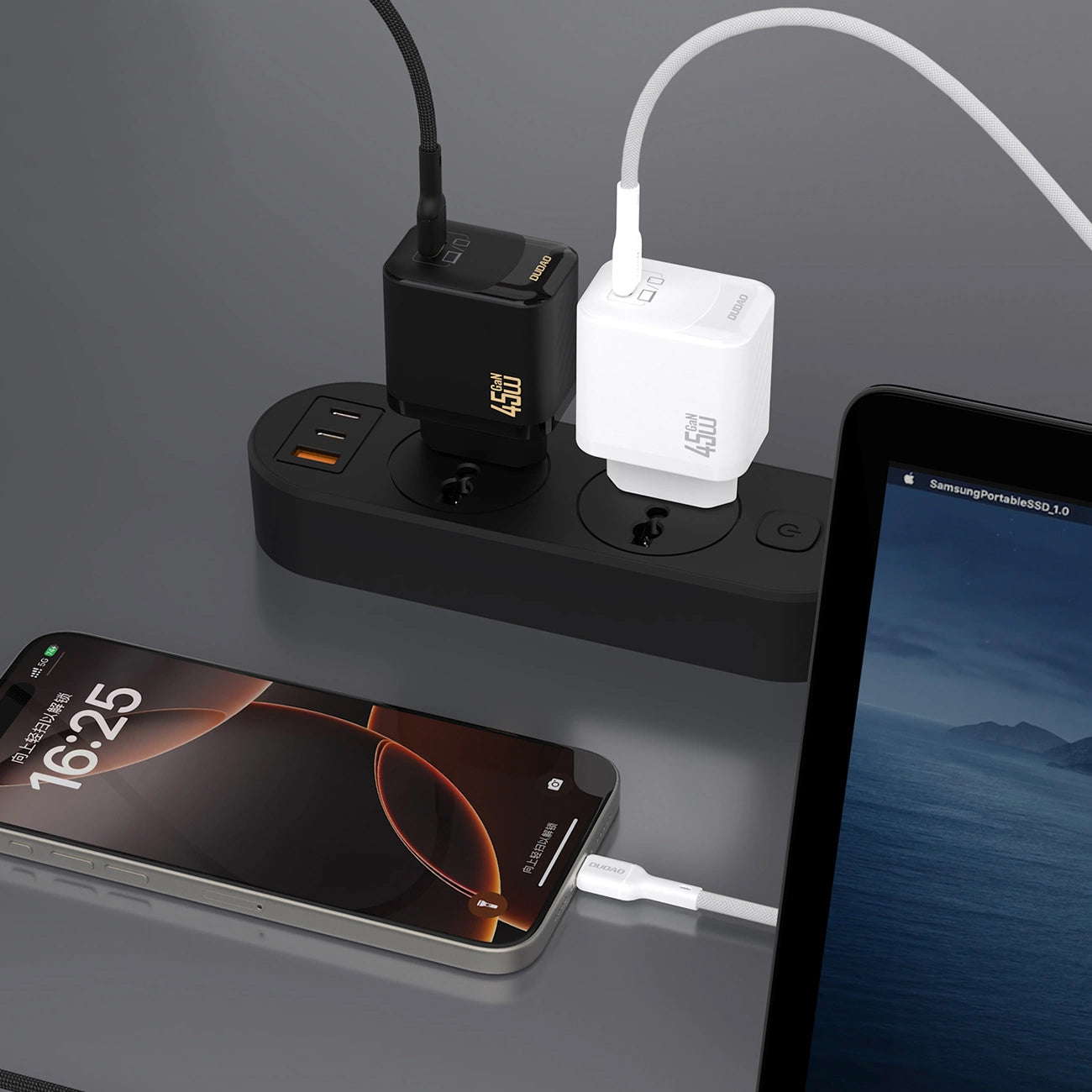 Network Charger with USB-C Cable Dudao A28C, 45W, 3A, 1 x USB-C, Black