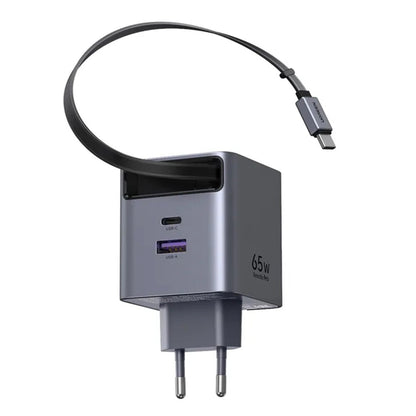 UGREEN X615 USB-C Network Charger with Cable, 65W, 3A, 1 x USB-A - 1 x USB-C, Grey