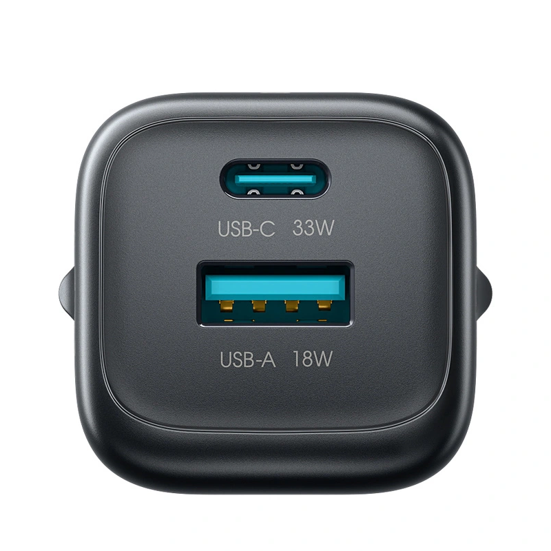Joyroom JR-TG7 Network Charger with Lightning Cable, 33W, 3A, 1 x USB-A - 1 x USB-C, Black