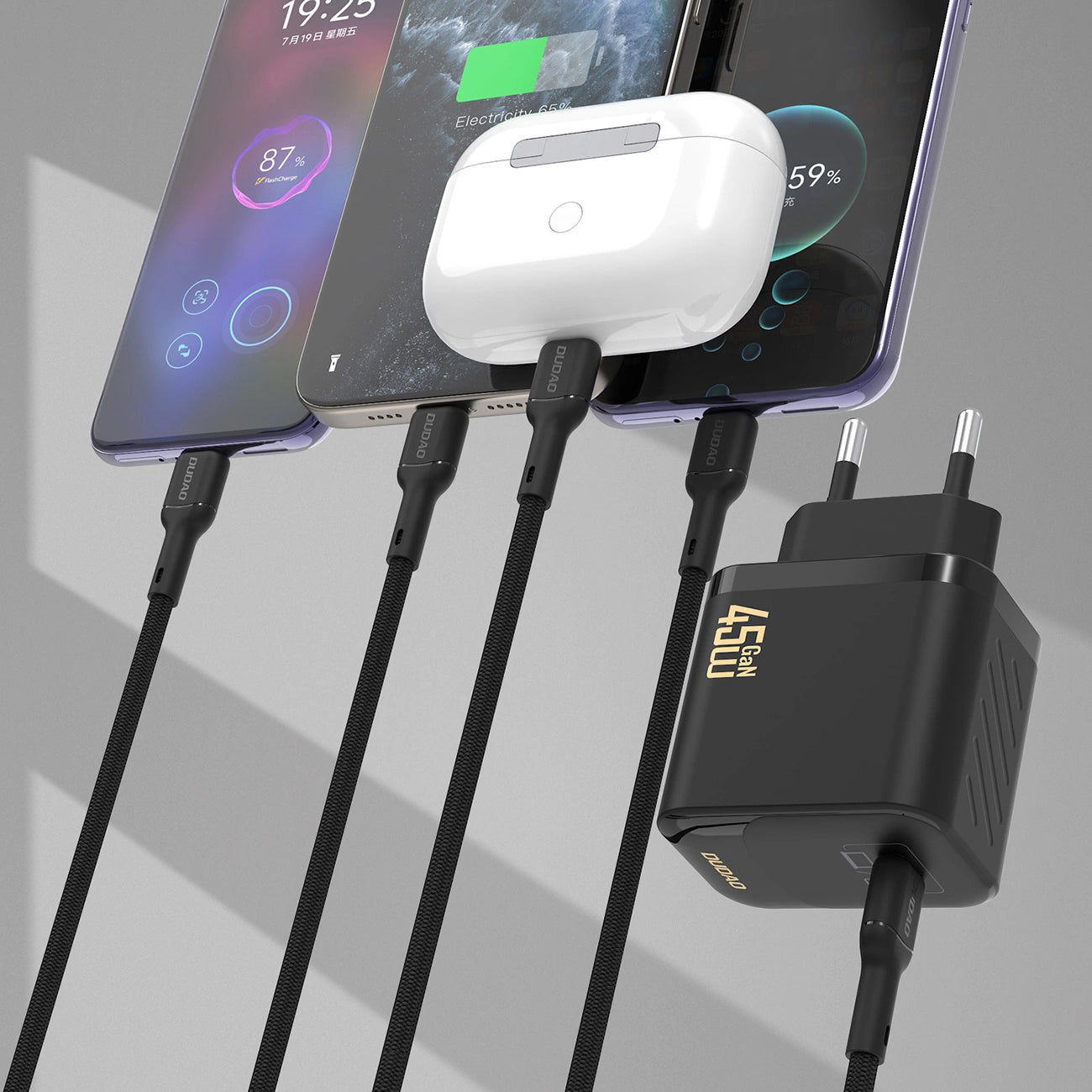 Network Charger with USB-C Cable Dudao A28C, 45W, 3A, 1 x USB-C, White