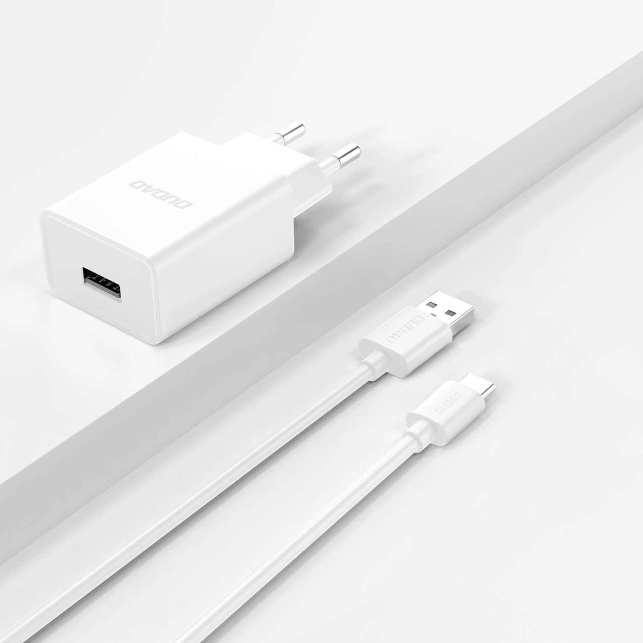 Dudao A4EU Network Charger with USB-C Cable, 10W, 2.1A, 1 x USB-A, White
