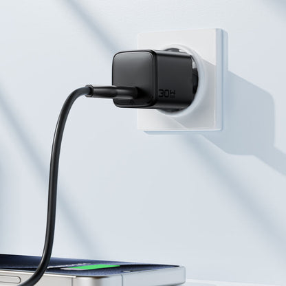 Acefast A118 USB-C Network Charger with Cable, 30W, 3A, 1 x USB-C, Black