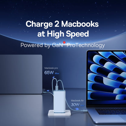 Baseus GaN6 Pro Network Charger with USB-C Cable, 100W, 3.25A, 2 x USB-A - 2 x USB-C, Blue P10162705312-00