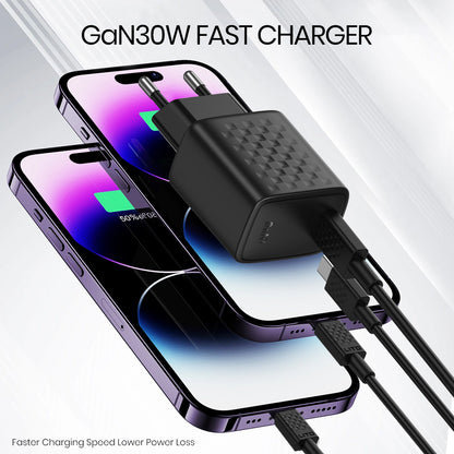 Network Charger with USB-C Cable Lito LC17T, 30W, 3A, 1 x USB-C, Black