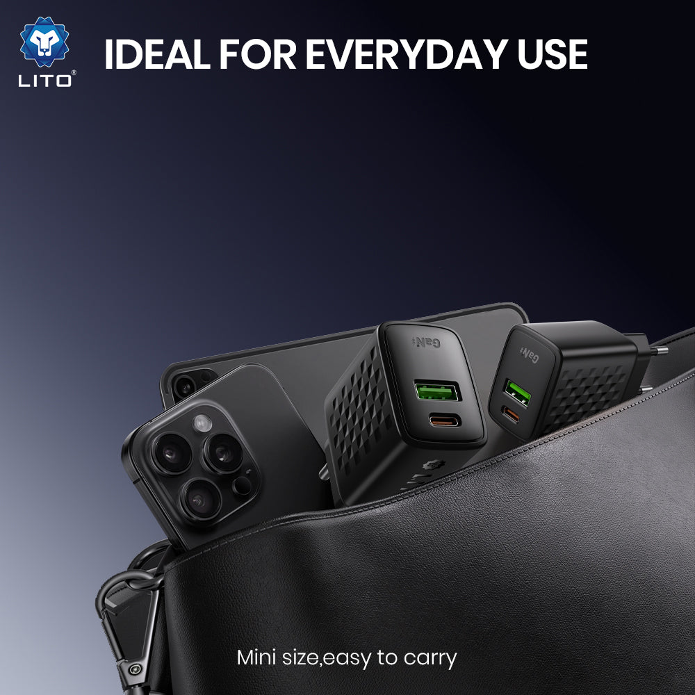 Network Charger with USB-C Cable Lito LC19T, 30W, 3A, 1 x USB-A - 1 x USB-C, Black