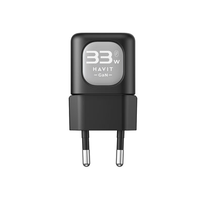 HAVIT UC230 Network Charger, 33W, 3A, 1 x USB-A - 1 x USB-C, Black Grey