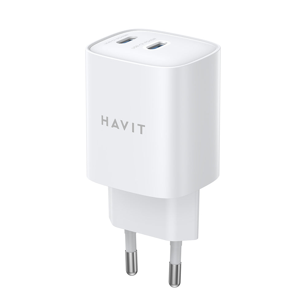 HAVIT UC45W Network Charger, 45W, 3A, 2 x USB-C, White