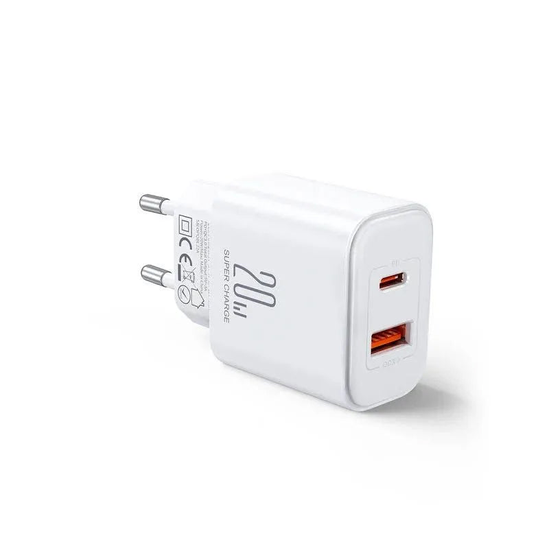 Joyroom JR-TCF05 Network Charger, 20W, 3A, 1 x USB-A - 1 x USB-C, White