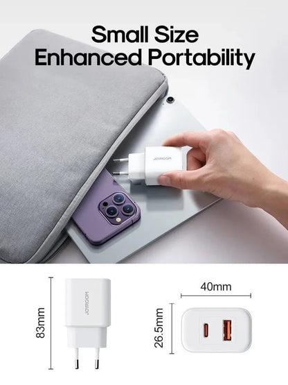 Joyroom JR-TCF05 Network Charger, 20W, 3A, 1 x USB-A - 1 x USB-C, White