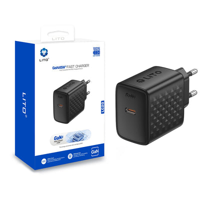 Lito LC20 Network Charger, 45W, 3A, 1 x USB-C, Black