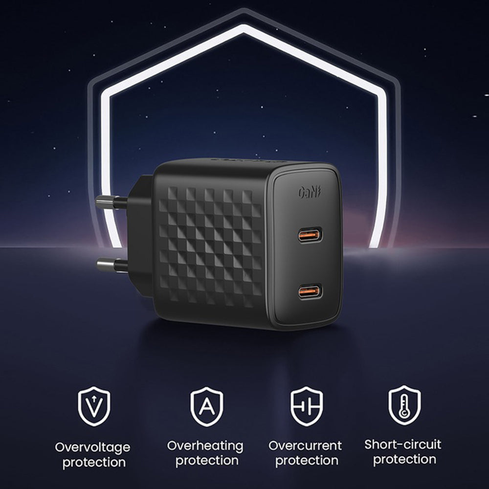 Lito LC22 Network Charger, 45W, 3A, 2 x USB-C, Black