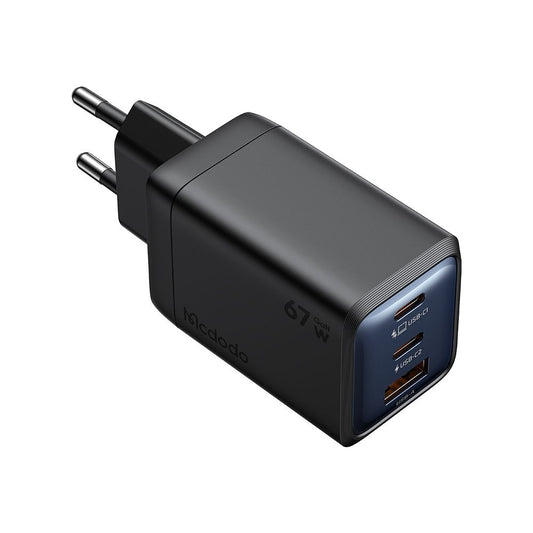 McDodo CH-0970 Gana Mini Network Charger, 67W, 3A, 1 x USB-A - 2 x USB-C, Black