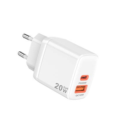 Techsuit CH2 Duonix Network Charger, 20W, 3A, 1 x USB-A - 1 x USB-C, White