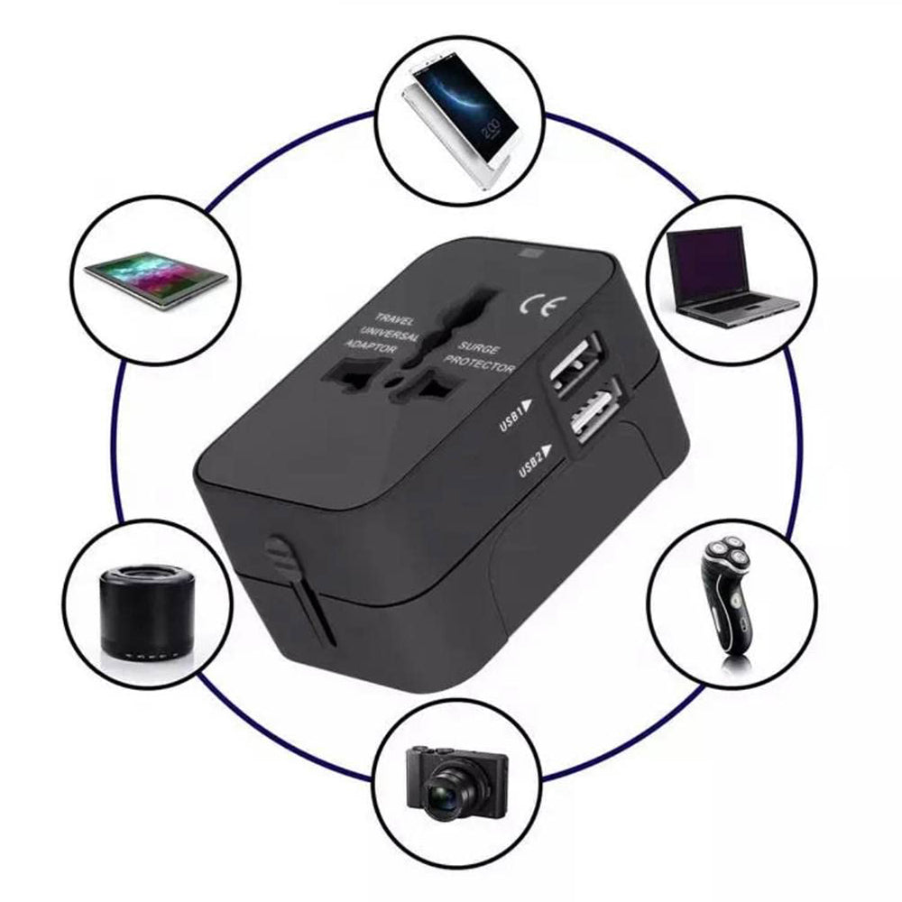 Techsuit HHT202 Travel Network Charger, 10W, 2A, 2 x USB-A, Black