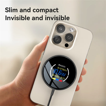 Yesido DS28 Display Wireless Network Charger, 15W, 1.67A, Black