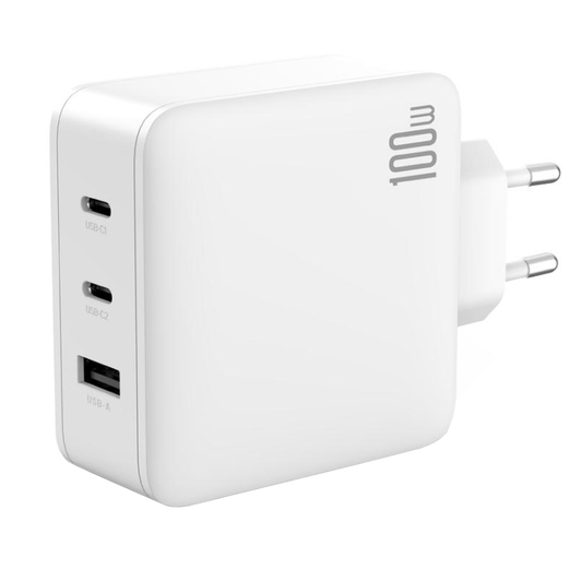 XO Design CE14 Network Charger, 100W, 3.25A, 1 x USB-A - 2 x USB-C, White