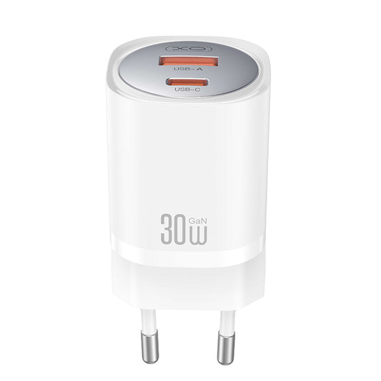XO Design CE21 Network Charger, 30W, 3A, 1 x USB-A - 1 x USB-C, White
