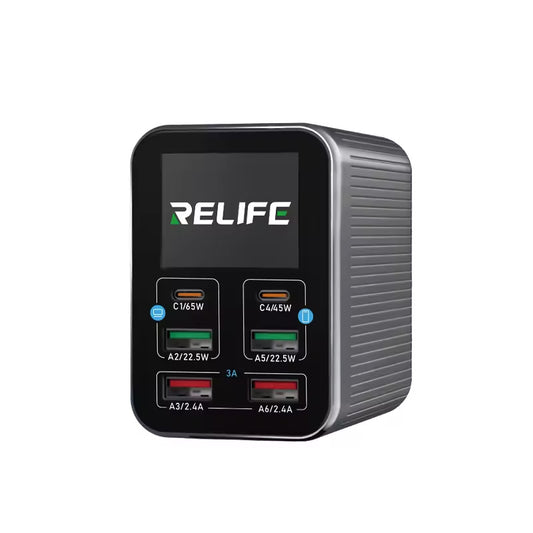 Relife Q4 Charging Station, 72W, 5A, 2 x USB-C - 4 x USB-A, Gray