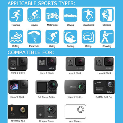 Techsuit SA50 Sports Camera Accessory Kit for GoPro / SJCAM Series, 50in1, Black