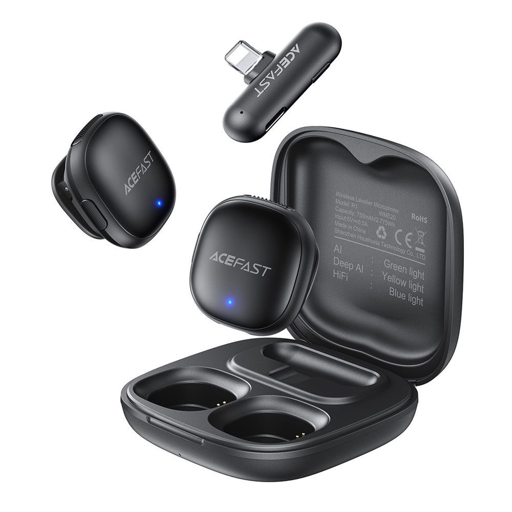 Acefast R1 Lavalier, Lightning, Set of 2 pieces, Black