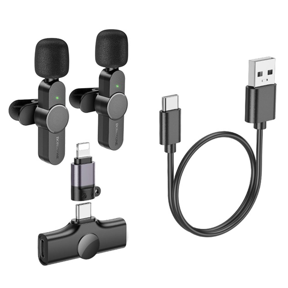 Borofone BFK12 Trophy Lavalier, USB-C / Lightning, Set of 2 pieces, Black