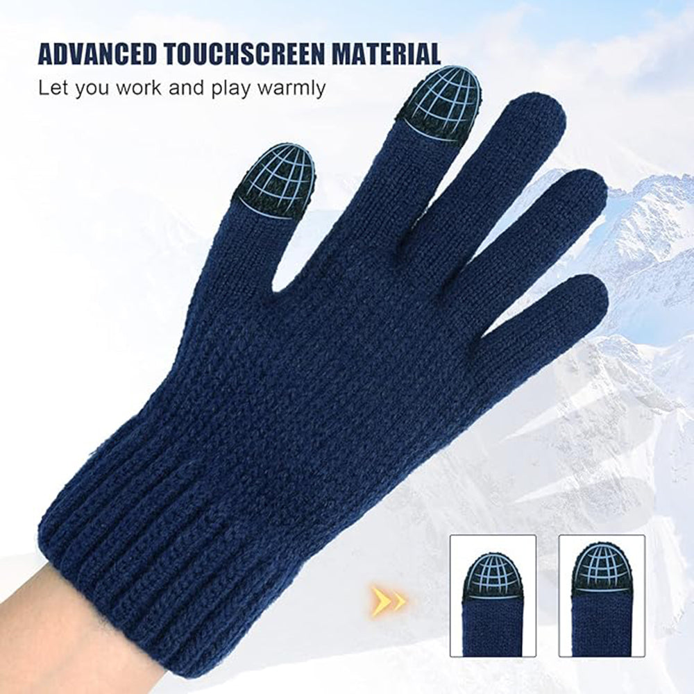Unisex Winter Touchscreen Gloves Techsuit ST0012, Size 22cm, Navy Blue