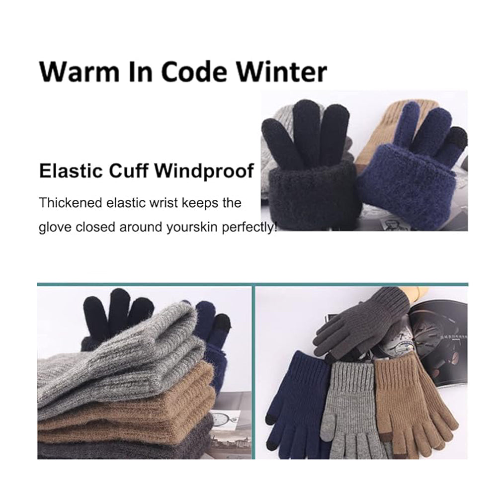 Unisex Winter Touchscreen Gloves Techsuit ST0012, Size 22cm, Navy Blue