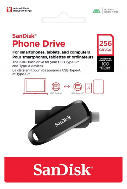External Memory USB-A 3.2 / USB-C SanDisk Phone Drive, 256Gb SDDDC6-256G-G46