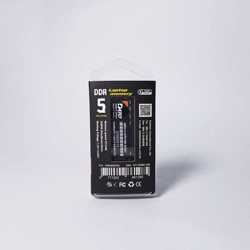 Dato RAM Memory, DDR5, 8GB, 5600Mhz, Black DT8G5DS56