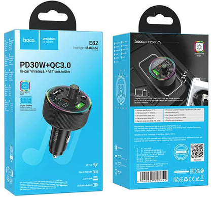 HOCO E82 Bluetooth FM Modulator, 2 x USB-A - 1 x USB-C