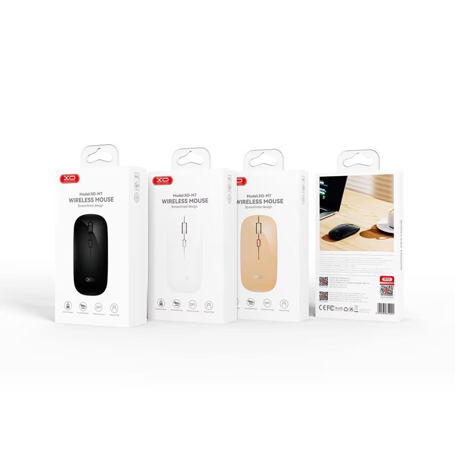 Wireless Mouse XO Design M7 Stylish Glossy, White