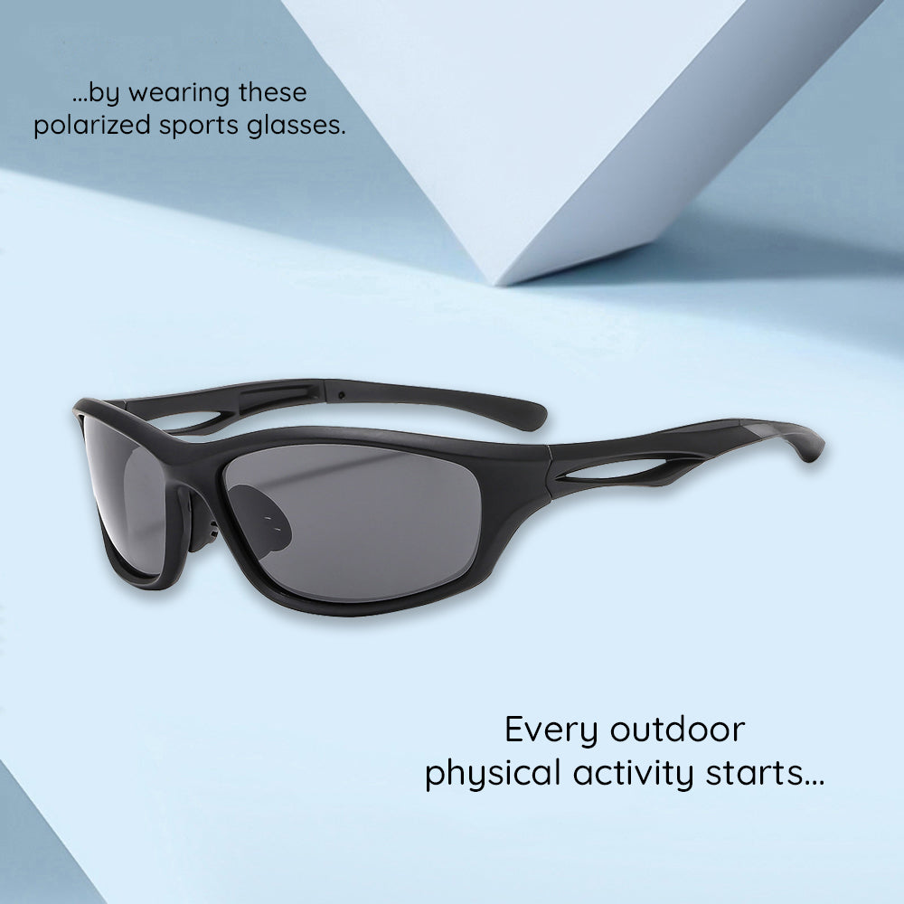 Unisex Cycling Glasses Techsuit 9309, Polarized, Black Red