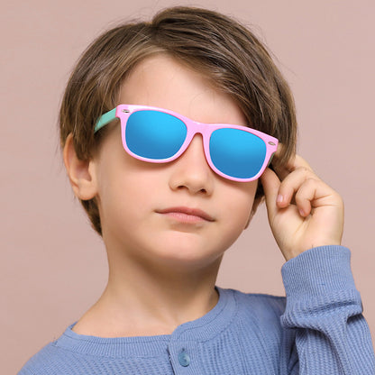 Techsuit D802 Kids' Sunglasses, Polarized, UV Protection, Blue Yellow