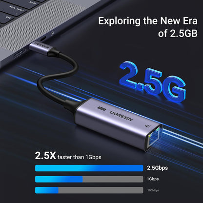 UGREEN CM648 (25052) Network Card, RJ45, USB-C, Gray